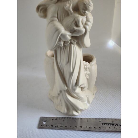 MADONNA/VIRGIN MARY AND JESUS-HULL POTTERY-Cream Color-Planter-Shelf Decor - Picture 13 of 16